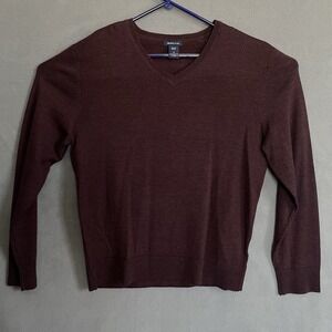 Gap Women Merino Wool Y2K V-Neck Sweater Sz Medium Maroon Fall Classic
